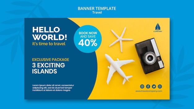 Free PSD horizontal banner template for vacation traveling