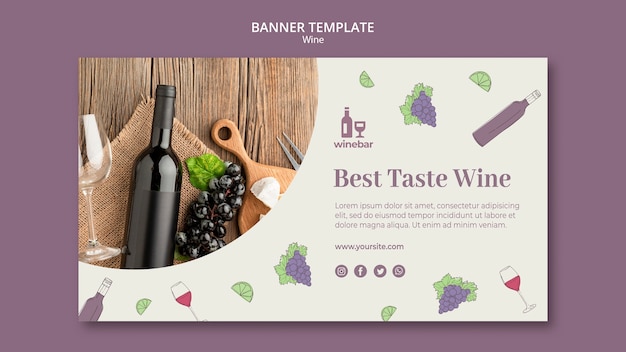 PSD gratuito modello di banner orizzontale per degustazione di vini