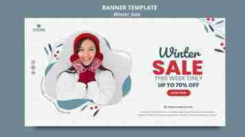 Free PSD horizontal banner template for winter sale