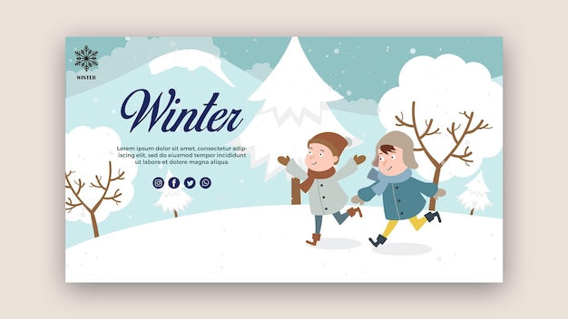 Horizontal banner template with children having fun