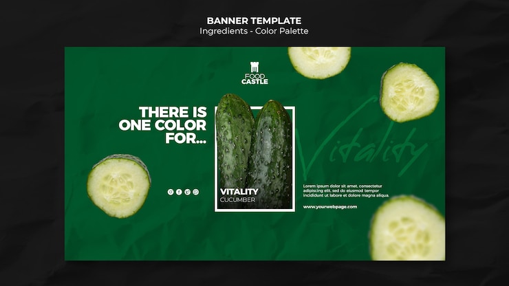 Free PSD horizontal banner template with cucumber