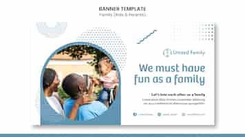 Free PSD horizontal banner template with family and children