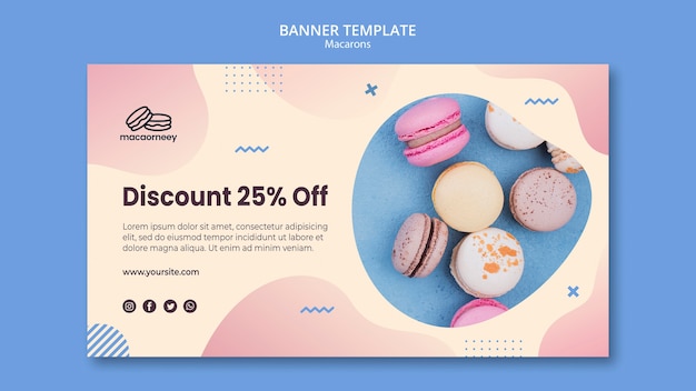 Free PSD horizontal banner template with macarons