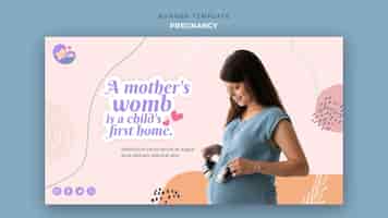 無料PSD 妊娠中の女性と水平バナーテンプレート