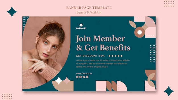 Free PSD horizontal banner template for women's beauty and fashion