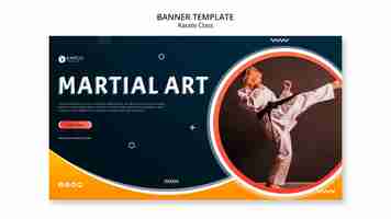 PSD gratuito modello di banner orizzontale per classe di karate femminile