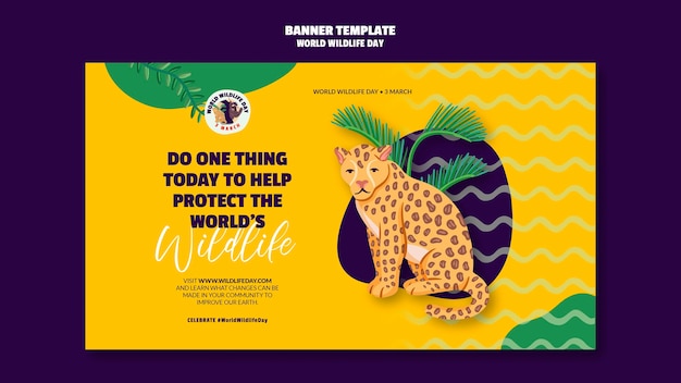 Horizontal banner template for world wildlife day celebration