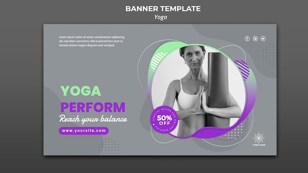 Horizontal banner template for yoga lessons