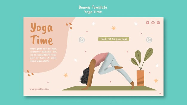 Free PSD horizontal banner template for yoga time