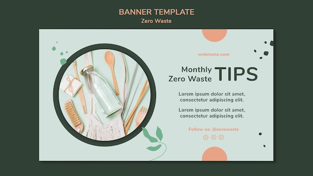 Horizontal banner template for zero waste lifestyle
