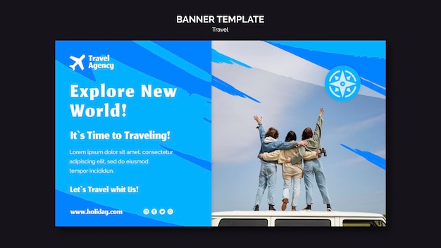PSD gratuito banner orizzontale per agenzia di viaggi