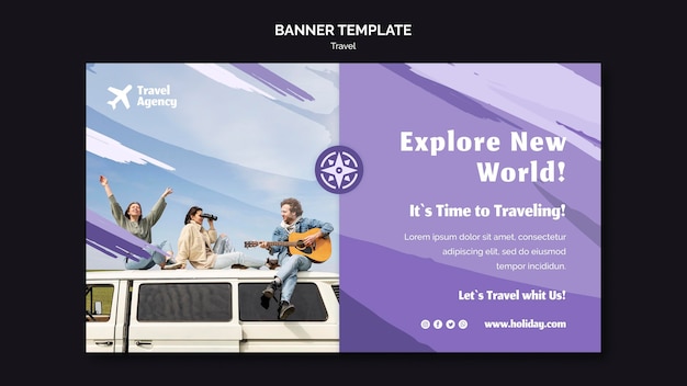 Free PSD horizontal banner for travel agency