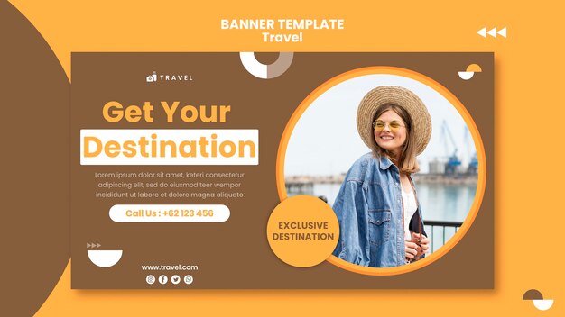 Horizontal banner for traveling with woman