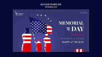 PSD gratuito banner orizzontale per il memorial day degli stati uniti