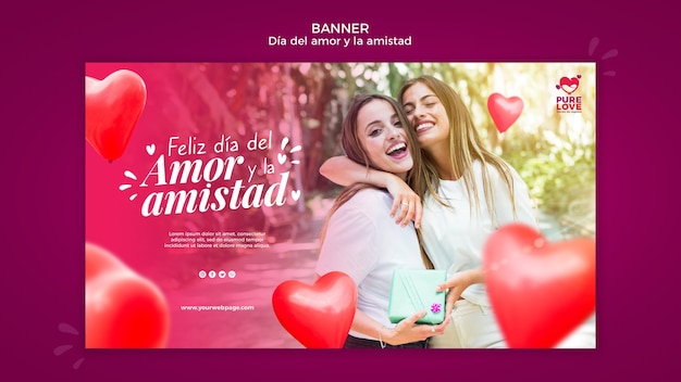 Free PSD horizontal banner for valentines day celebration