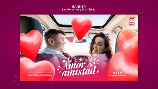Free PSD horizontal banner for valentines day celebration