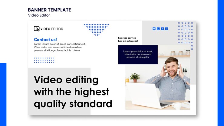 Free PSD horizontal banner for video editing workshop
