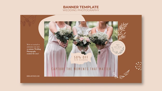 Free PSD horizontal banner for wedding photography service