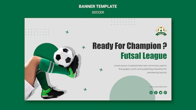 PSD gratuito banner orizzontale per campionato di calcio femminile