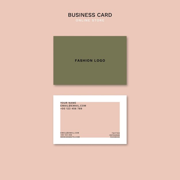 horizontal business card for minimalistic online fashion store