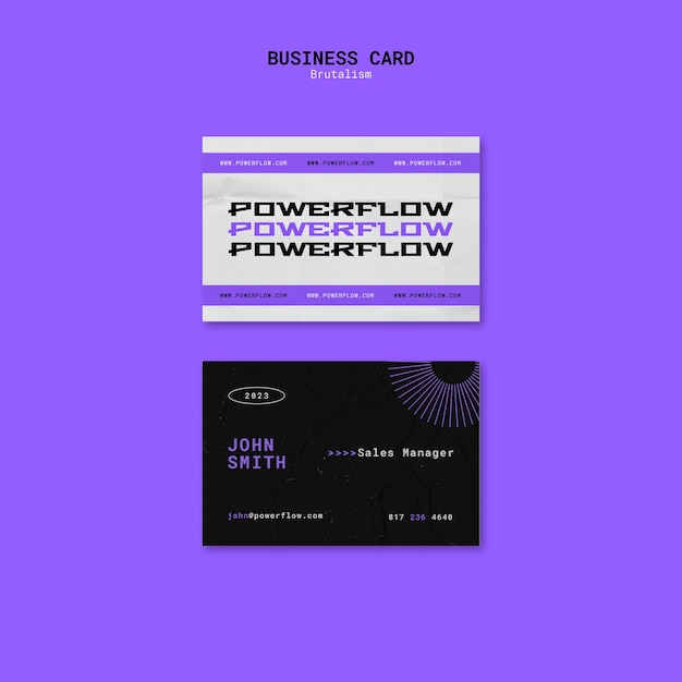 Free PSD horizontal business card template in brutalism style