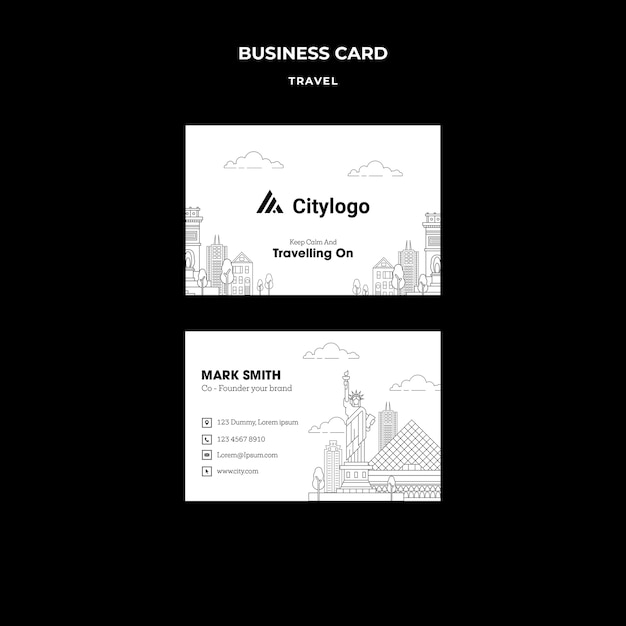 Free PSD horizontal business card template for city traveling