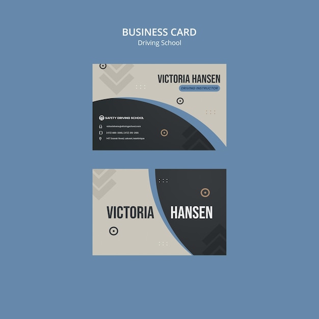 Horizontal business card template for driving school