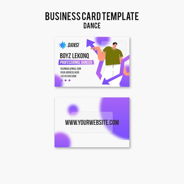 無料PSD ダンス スタジオ レッスンの横型名刺テンプレート