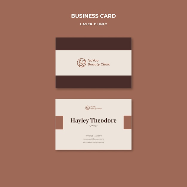 Horizontal business card template for laser hair removal clinic