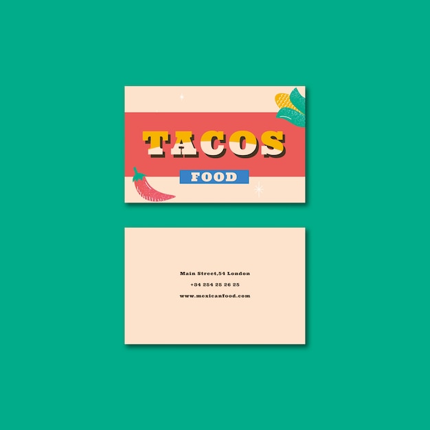 Free PSD horizontal business card template for mexican food restaurant