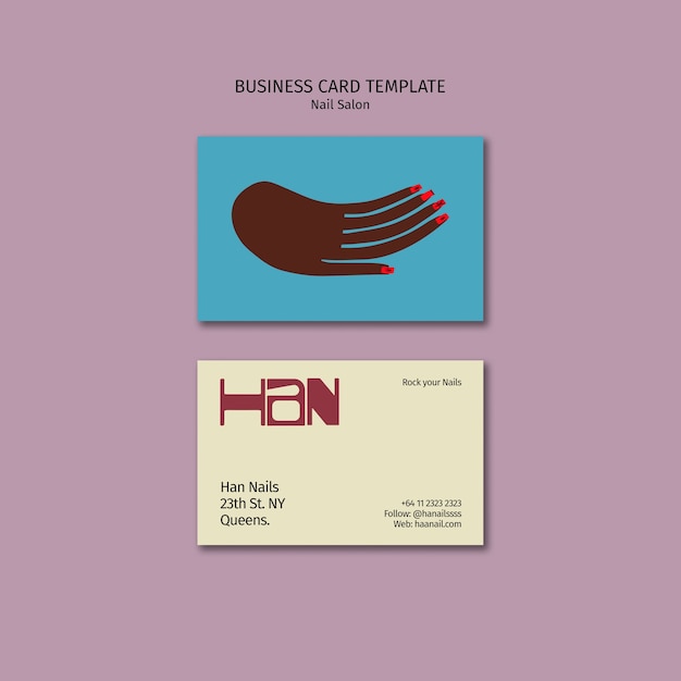 Horizontal business card template for nail salon business