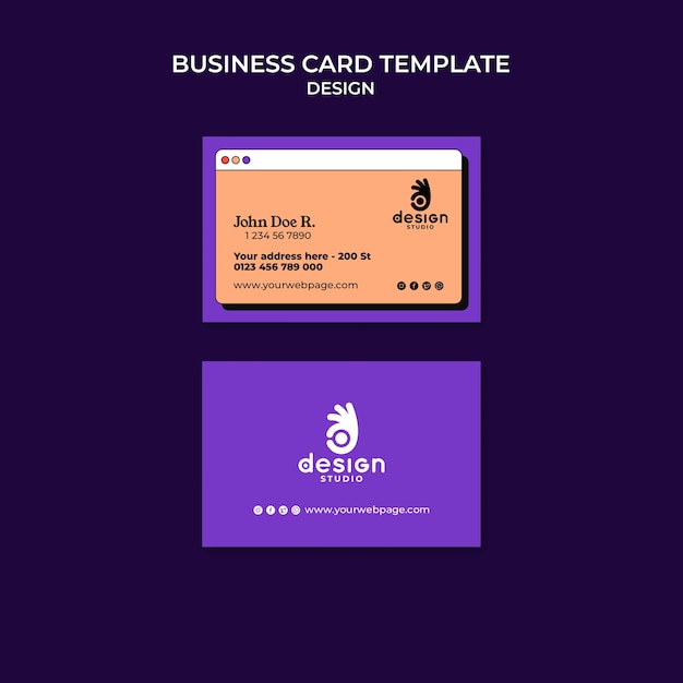 Horizontal business card template for occupation