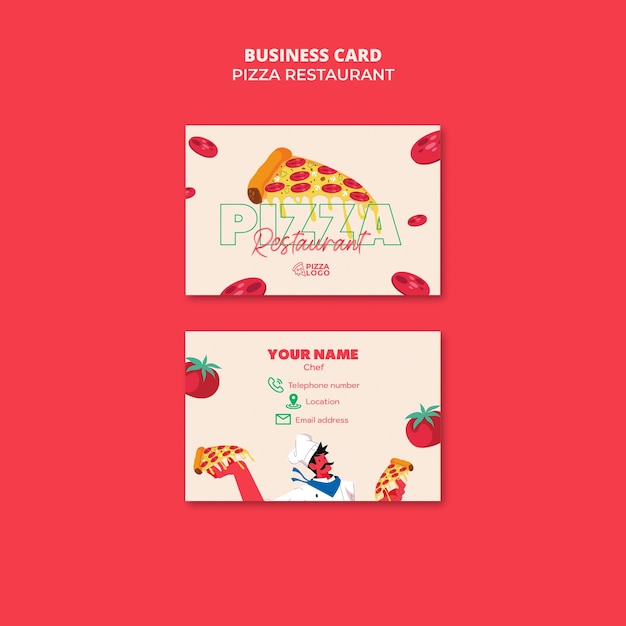 Free PSD horizontal business card template for pizza restaurant