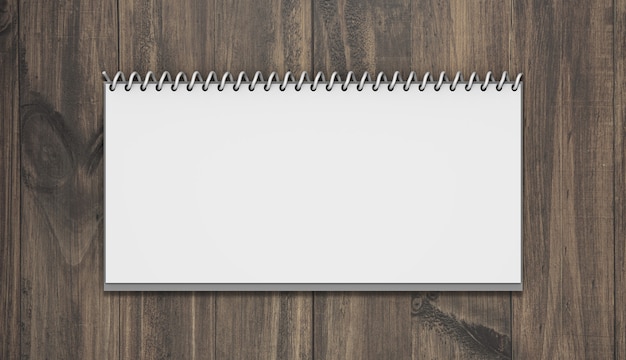 Horizontal calendar mockup with wood