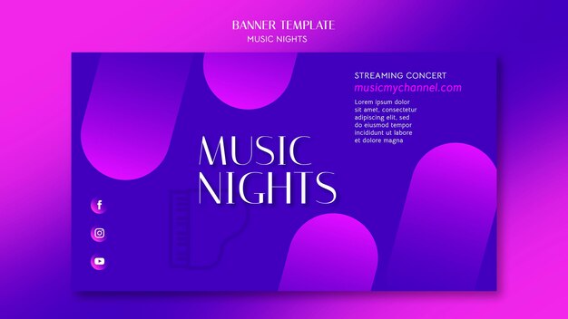 horizontal gradient banner for music nights festival