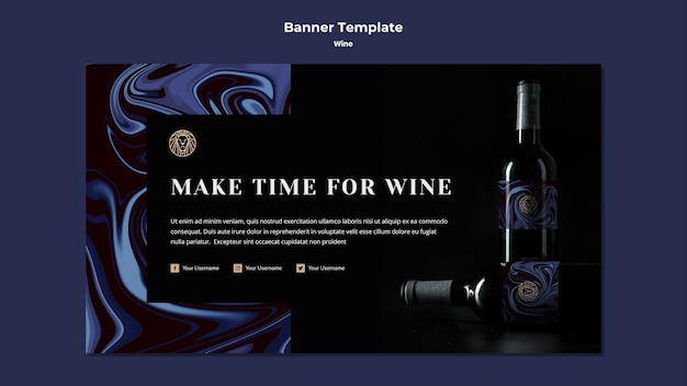 PSD gratuito modello orizzontale per banner business vino