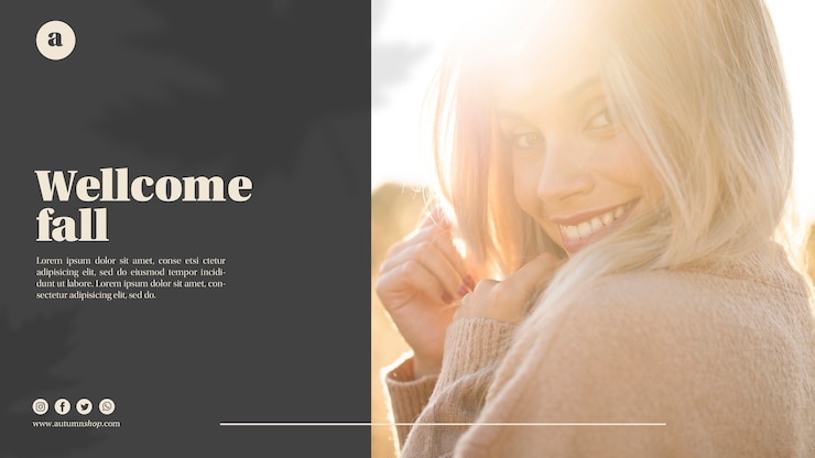 無料PSD 金髪の女性と水平のwebテンプレート