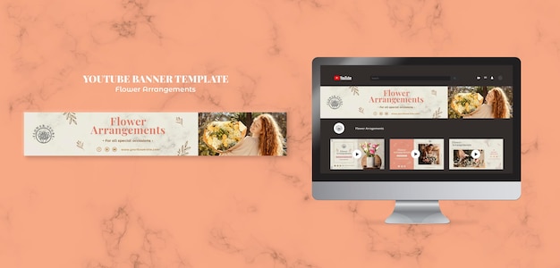 Free PSD horizontal youtube banner for floral arrangements shop