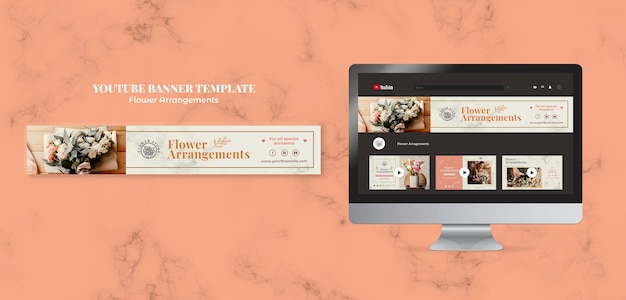 Free PSD horizontal youtube banner for floral arrangements shop