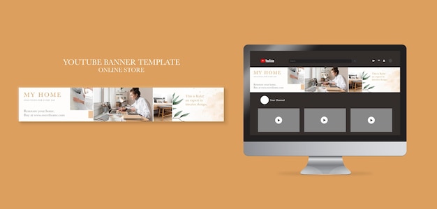 無料PSD 家の家具のオンラインショップのための水平方向のyoutubeバナー