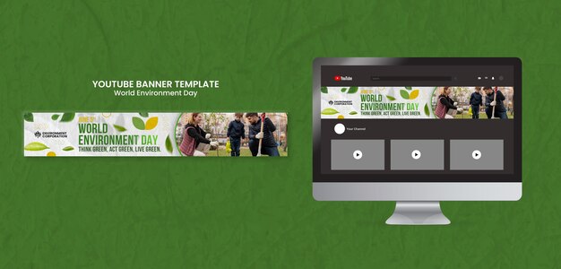 Horizontal youtube banner template for world environment day celebration