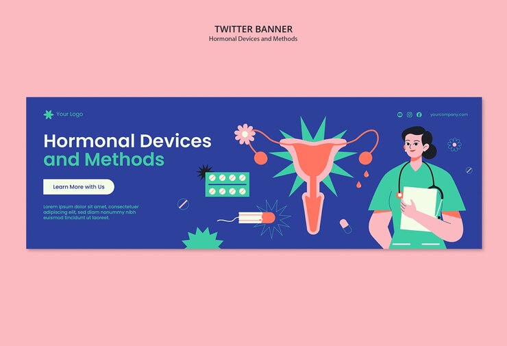 Бесплатный PSD гормональные устройства и методы дизайна шаблона баннера twitter