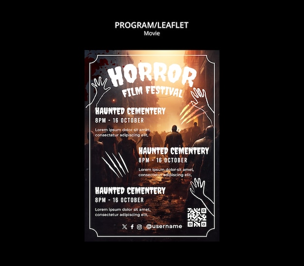 Free PSD horror movie template design