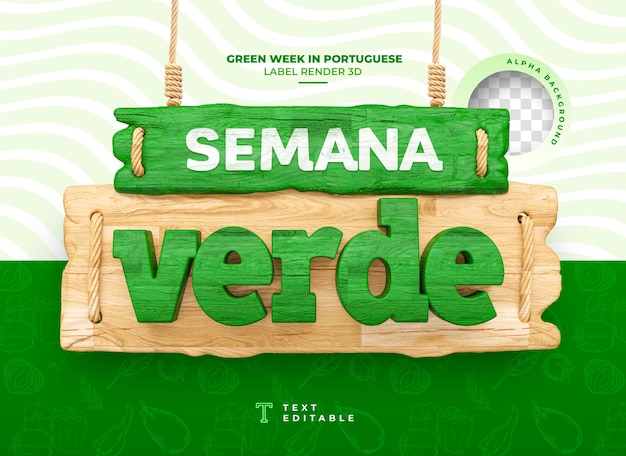 Hortifruti green week label in brazilian portuguese in 3d rendering