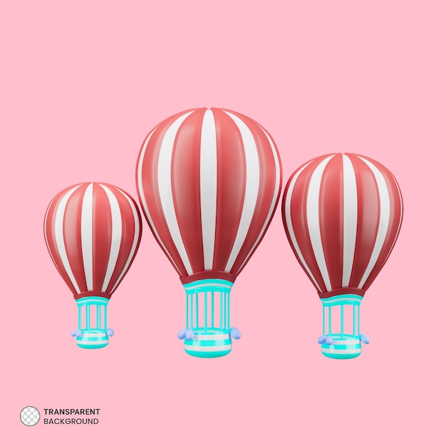 Hot Air Balloon Icon Isolated 3d Render Illustration