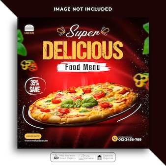 Горячая и вкусная пицца меню реклама в социальных сетях пост баннер