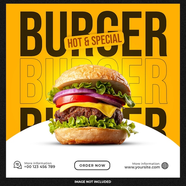 Шаблон для социальных сетей hot and spicy burger