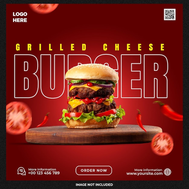 Free PSD hot and spicy burger social media template