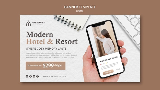 Free PSD hotel template design banner
