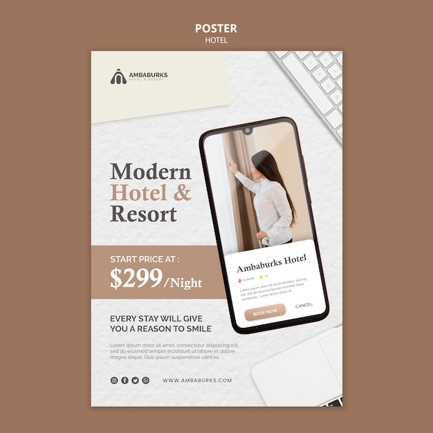 Hotel template design poster design